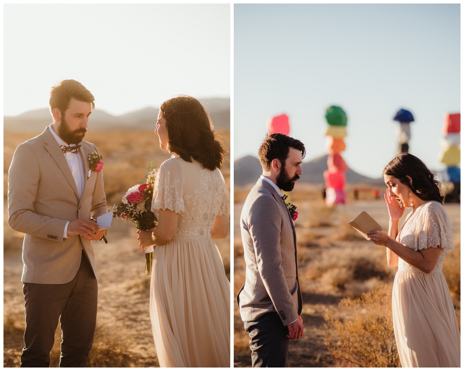 Couple Getting Married In 7 magic Mountains
